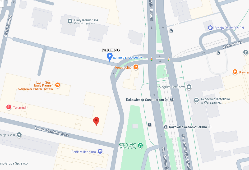 Inovamed Warszawa – lokalizacja firmy i parking dla pacjentów